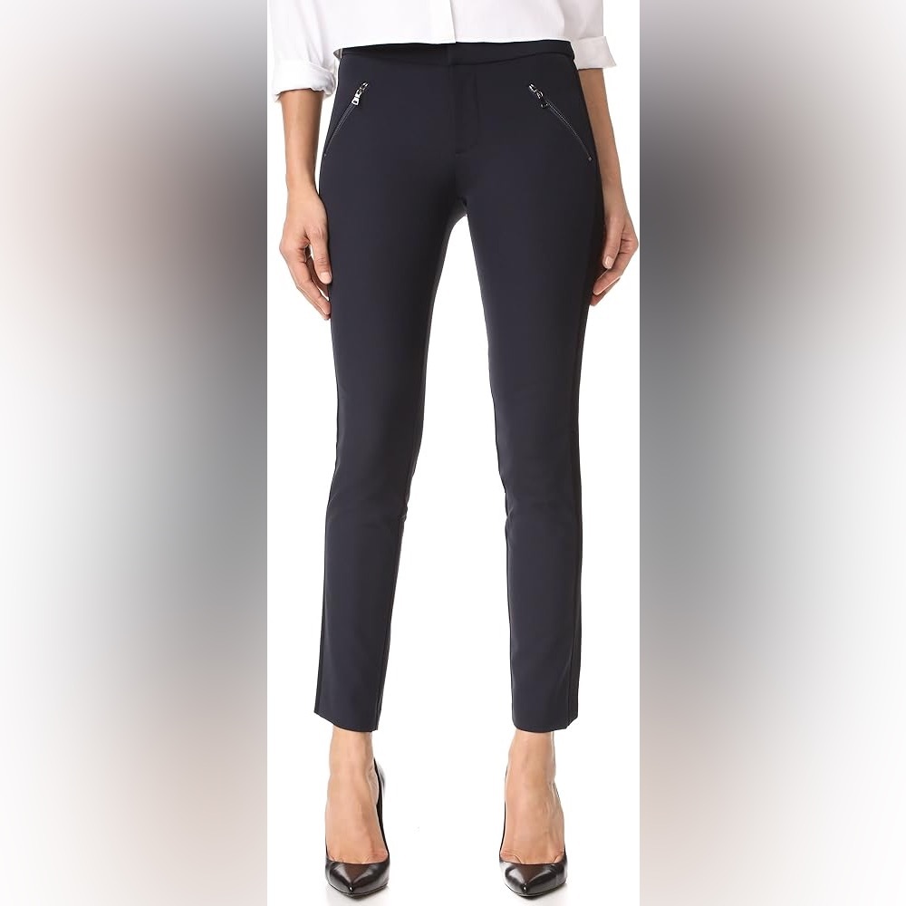 Rebecca Taylor Ava Slim Leg Techy Pants Navy/Black Size 8
